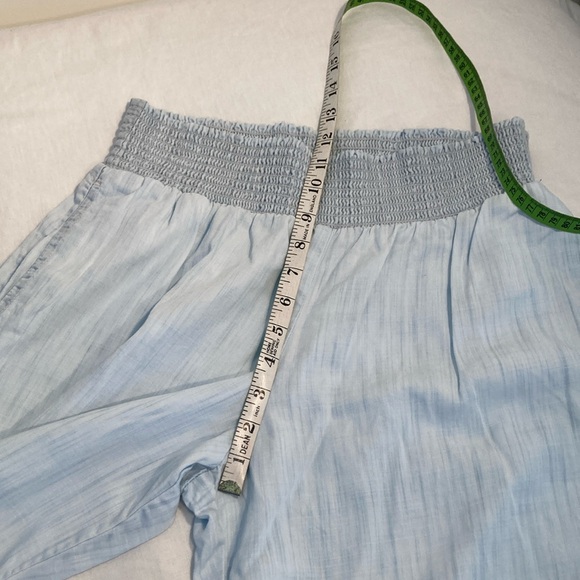 Bella Dahl Freyed smocked waist wide legs pants salt spray L - Picture 5 of 16
